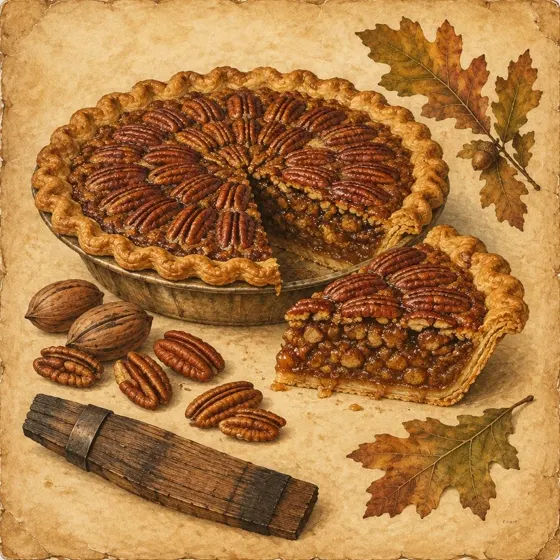 Bourbon pecan pie dessert field plate