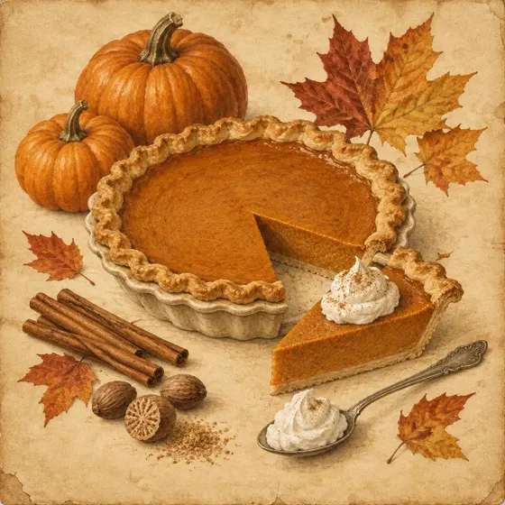 Pumpkin pie dessert field plate